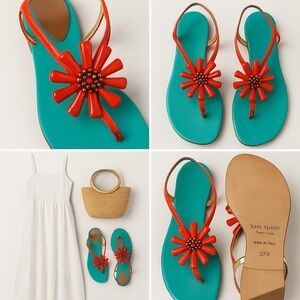 Kate Spade New York Red Floral Sandals – Size 9.5B Bright, Eye-Catching Blue